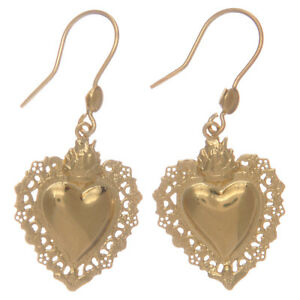 【送料無料】ジュエリー・アクセサリー シルバーイヤリングゴールドペンダントボトハートboucles oreilles en argent 925 pendentifs dores avec coeur ex voto