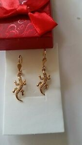 【送料無料】ジュエリー・アクセサリー ゴールドメッキイヤリングサンショウウオboucles doreilles en plaque or salamandre
