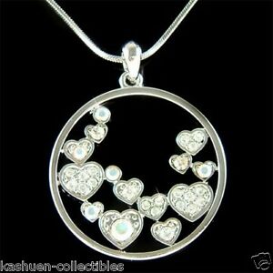 【送料無料】ジュエリー・アクセサリー クリスタルスワロフスキージュエリーフローティングサークルflottant cercle de amour coeur avec cristal swarovski collier bijoux cadeau