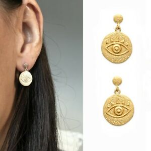 【送料無料】ジュエリー・アクセサリー ゴールドメッキイヤリングラッキーアイラッキーboucles doreilles plaque or, porte bonheur mauvais ?il nazar finition or ma