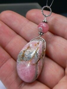 【送料無料】ジュエリー・アクセサリー レアローズロドックロサイトブリオレットシルバーペンダントrare rose rhodochrosite briolette 925 argent pendentif