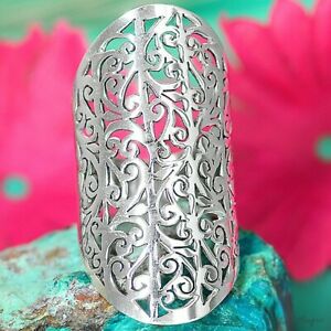 【送料無料】ジュエリー・アクセサリー ソリッドスターリングシルバーホロープレーンリングロングステートメントスパイラルsolid 925 sterling silver hollow swirls plain ring long statement spirals