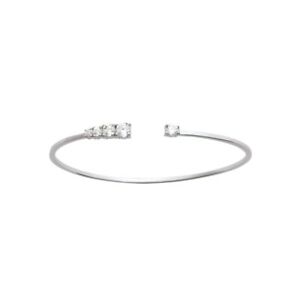 【送料無料】ジュエリー・アクセサリー シルバーブレスレットローディエジョンクオープンジルコニウムロンズ?kbc bracelet argent 925 rhodie jonc ouvert zirconiums ronds 18 a 4mm