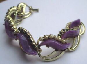 【送料無料】ジュエリー・アクセサリー ブレスレットヴィンテージゴールドカボションパープルパールクリスタルグリーンbracelet ancien bijou vintage couleur or cabochon violet perle cristal vert 1825