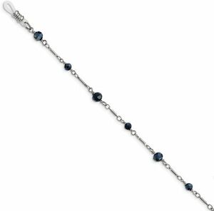 【送料無料】ジュエリー・アクセサリー ジュエリーシルバーカラーパールブラックグラスメガネサポート1928 bijoux couleur argentee verre noir perle 32in lunettes support