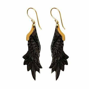 【送料無料】ジュエリー・アクセサリー ゴールデンブラスピアスホーンロングホーンブラックイーグルウィング81stgeneration boucles doreilles laiton dore corne longue noir aigle aile