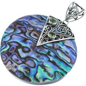 【送料無料】ジュエリー・アクセサリー パウアオルモーペレドシェルスターリングシルバー6cm paua coquille dormeau peridot 925 argent sterling