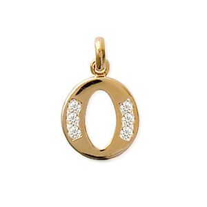 【送料無料】ジュエリー・アクセサリー イニシャルレターメッキゴールドジルコニウムオキシデスペンダントpendentif initiale lettre o plaque or et oxydes zirconium neuf