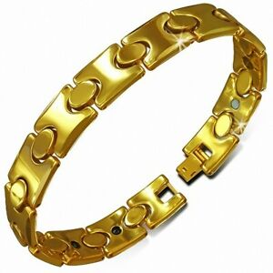 【送料無料】ジュエリー・アクセサリー マグネティックブレスレットタングステンリンクl22cm w13mm ?bracelet magnetique a maillons en carbure de tungstene dore