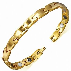 【送料無料】ジュエリー・アクセサリー マグネティックブレスレットタングステンリンクl19cm w7mm ?bracelet magnetique a maillons en carbure de tungstene dore a