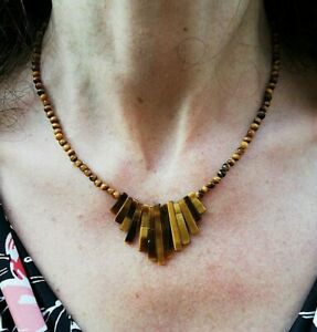 【送料無料】ジュエリー・アクセサリー ビーズネックレスcollier ancien perle doeil de tigre veritable