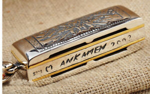 【貨物輸送無料】宝飾品・添え物 スターリングシルバーヴィンテージワークハーモニカ925 sterling silver   vintage work real harmonica carve charm pendant p379