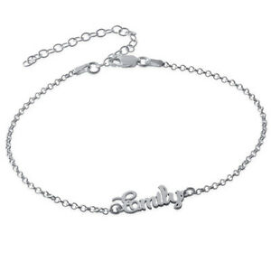 【貨物輸送無料】宝飾品・添え物 スターリングシルバーブレスレットパーソナライズセラーankle bracelet with name インチ sterling silver  personalized usa seller