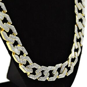 【貨物輸送無料】宝飾品・添え物 メンズフロストヒップホップチェーンスクエアリンクスゴールドフィニッシュグリッターネックレス