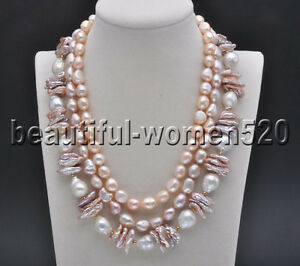 【貨物輸送無料】宝飾品・付属物 ストルズピンクバロックラベンダービエラホワイトエジソンケシパールネックレスインチ