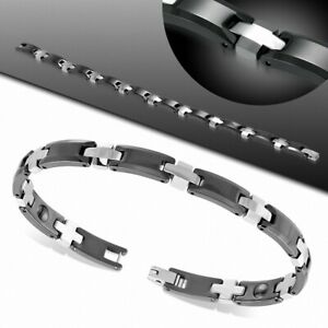 【送料無料】ジュエリー・アクセサリー パンサーリンクトーンセラミックブレスレット7mm ?bracelet magnetique en ceramique a 2 tons avec lien de panthere 93