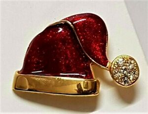 【送料無料】ジュエリー・アクセサリー ヴィンテージゴールドブローチサインカジュアルコーナーメタルレッドbijou vintage broche pere noel signe casual corner metal email rouge cristal a1