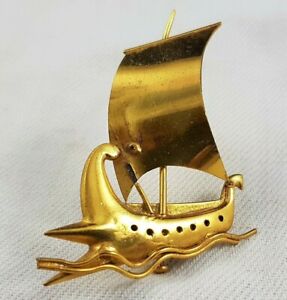 【送料無料】ジュエリー・アクセサリー ジュエルビンテージボートヨットドレancien bijou vintage bateau voilier navire cuivre dore x150