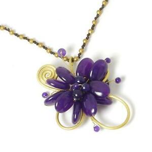 【貨物輸送無料】宝飾品・付属物 チェーンバイオレットゴールデンパールペンダントpeace of mind fleur explosion violet amp; dore perle pendentif sur un 762珊 chaine