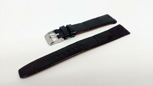 【送料無料】ジュエリー・アクセサリー ブラッククロコダイルブレスレットbracelet montre en crocodile en 17mm noir