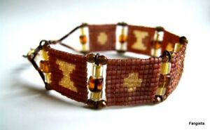 【送料無料】ジュエリー・アクセサリー デリカビーズワインブレスレットbracelet artisanal lie de vin marron jaune tisse en perles miyuki delica et cris