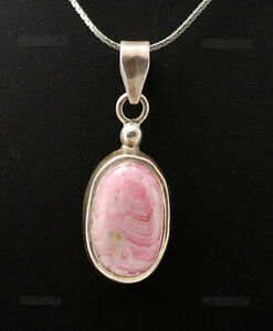 【送料無料】ジュエリー・アクセサリー ワクシュサイトペンダントローズシルバーハンドメイドクラフトpendentif veritable rhodochrosite rose argent creation artisanale fait main e86