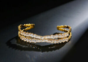 【送料無料】ジュエリー・アクセサリー ブレスレットゴールデンロウオープンレースレグルブルゴールドメッキbracelet 2 rang dore ouvert dentelle reglable irregulier plaque or cz 12mm g7 6
