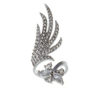 【貨物輸送無料】宝飾品・付属物 シルバースターリングネイルリングクリスタルサイズargent sterling ongle bague avec cristaux de cz  taille s
