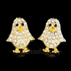 【送料無料】ジュエリー・アクセサリー ペンギンクリスタルスワロフスキークローイヤリングジュエリーempereur pingouin~ avec cristal swarovski mignon clou or tn earrings jewelry