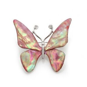 【送料無料】ジュエリー・アクセサリー パールピンクカラフルアワビシェルブローチピンmother of pearl pink butterfly design colorful abalone shell wedding brooch pin