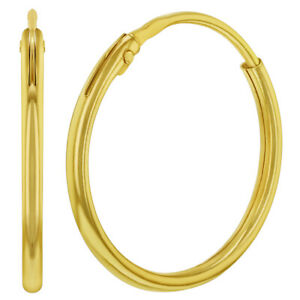 【送料無料】ジュエリー・アクセサリー ティーンガールズイエローゴールドポリユニエンドレスサイズイヤリング14k jaune or poli uni interminable taille s boucle doreilles pour filles ados