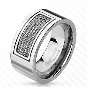 【送料無料】ジュエリー・アクセサリー タイタンシルバーリングアインゲラッセネムケーブルaf titan bague en argent 10mm largeur eingelassenem cable 60 19 69 22