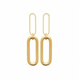 【送料無料】ジュエリー・アクセサリー リンクメッキゴールドメッキイヤリングboucles doreilles pendantes en plaque or maillons rectangles｜hokushin