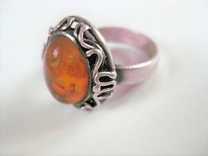 【送料無料】ジュエリー・アクセサリー シルバーリングアンバーbague en argent 925 avec ambre, 5,59 g
