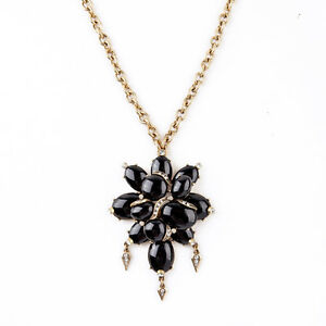 【送料無料】ジュエリー・アクセサリー ミロングペンダンチブラックフローラルビッグゴールデンリベットオリジナルcollier mi long pendantif noir floral gros dore rivets original osc 5