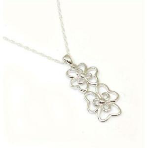 【送料無料】ジュエリー・アクセサリー シルバースターリングフラワーダブルペンダントオンチェーンjsuk argent sterling fleur double pendentif sur 457cm chaine