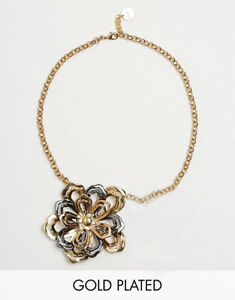 【送料無料】ジュエリー・アクセサリー カレンミレンモチーフオープンフラワーメッキゴールドネックレスドレスナインkaren millen motif ajoure fleur plaque or collier imposant costume robe neuf