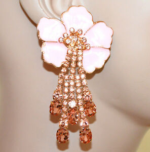 【送料無料】ジュエリー・アクセサリー イヤリングローズディンリングクリスタルラインストーンイヤリングboucles doreilles femme or rose cristaux pendantes strass fleur earrings g58