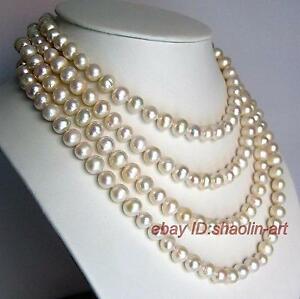 【送料無料】ジュエリー・アクセサリー チャーミングホワイトアコヤジュエリーネックレス78mm, charmant, blanc, akoya, perles deau douce, bijoux, collier, long, 160cm