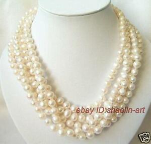 【送料無料】ジュエリー・アクセサリー ホワイトアコヤナチュラルネックレスインチ7mm, blanc, akoya, perles deau douce, naturel , collier, long 200cm 78inches