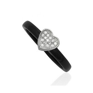 【送料無料】ジュエリー・アクセサリー ロディエシルバージルコニウムセラミックスハートリングサイズbague coeur en argent rhodie, zirconium et ceramique taille 58 disponible