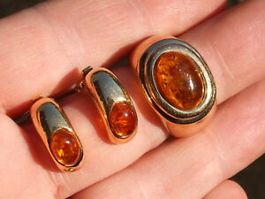 【送料無料】ジュエリー・アクセサリー アンブレバゲボークリップメッキジュエルボープチロットbeau petit lot de bijoux en plaque or avec ambre bague t59 et bo a clips