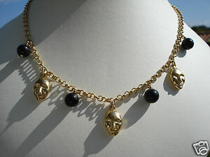 【送料無料】ジュエリー・アクセサリー ヴィンテージゴールドプレートガラスマスクネックレスbeau collier vintage en plaque orpate de verremasque 16,485円