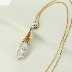 【送料無料】ジュエリー・アクセサリー バロックスキップネックレスペンダンティフパールドロップメッキゴールドcollier sautoir pendantif perle de culture baroque gros goutte plaque or cz yd
