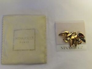 【送料無料】ジュエリー・アクセサリー ヴィンテージニーナリッチゴールドメタルbroche vintage colombes nina ricci metal dore
