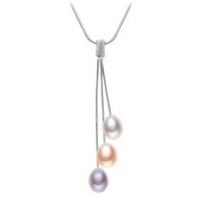【送料無料】ジュエリー・アクセサリー ペンダントンチパールバイオレットシルバーマッシブcollier pendantif trois perle blanc rose violet 8mm 9mm argent massif 925 tz9