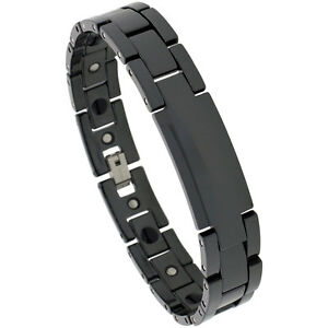【送料無料】ジュエリー・アクセサリー ブラックタングステンカーバイドセラミックスブレスレットnoir tungsten carbure ceramique magnetique id bracelet