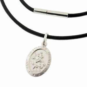 【送料無料】ジュエリー・アクセサリー レザーブラックネックレスシルバーペンダントセントクリストフcuir noir collier amp; 925 argent pendentif st christophe cadeau gravure gratuite