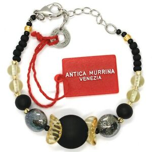 【送料無料】ジュエリー・アクセサリー ブラッカレアンティカムリーナベネツィアネロジャッロディスキスフェーレbracciale antica murrina venezia, br699a14, nero giallo, dischi sfere