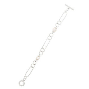 【送料無料】ジュエリー・アクセサリー パールブレスレットチェーンperlaisla bracciale catene con 2 bianca perle allevamento|hokushin